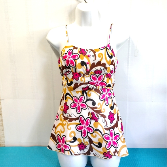 Cefian Tops - Cefian Floral Spaghetti Strap Empire Waist Top Size M
